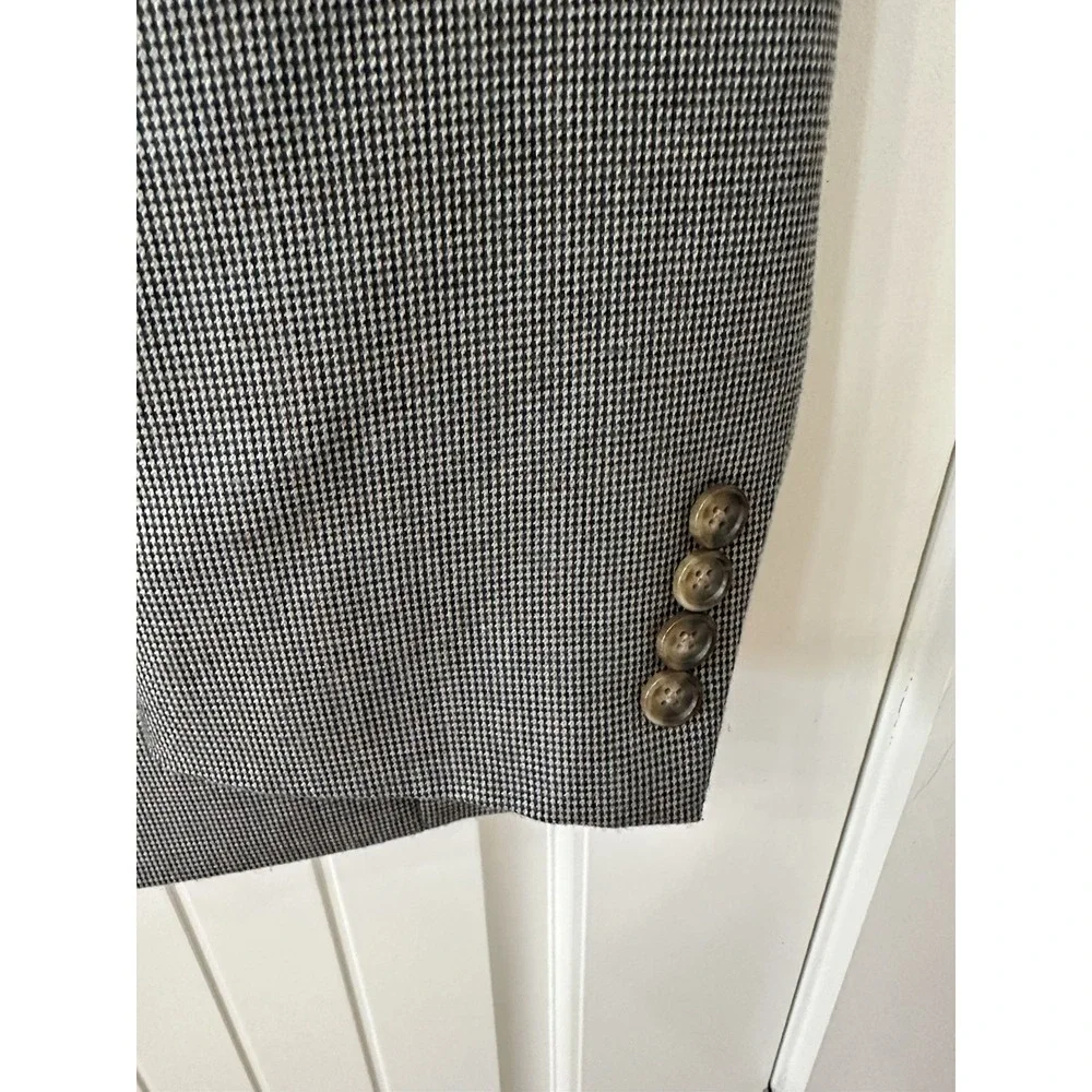 Lauren Ralph Lauren Blazer 48R Black White Houndstooth Sport Coat Two Button